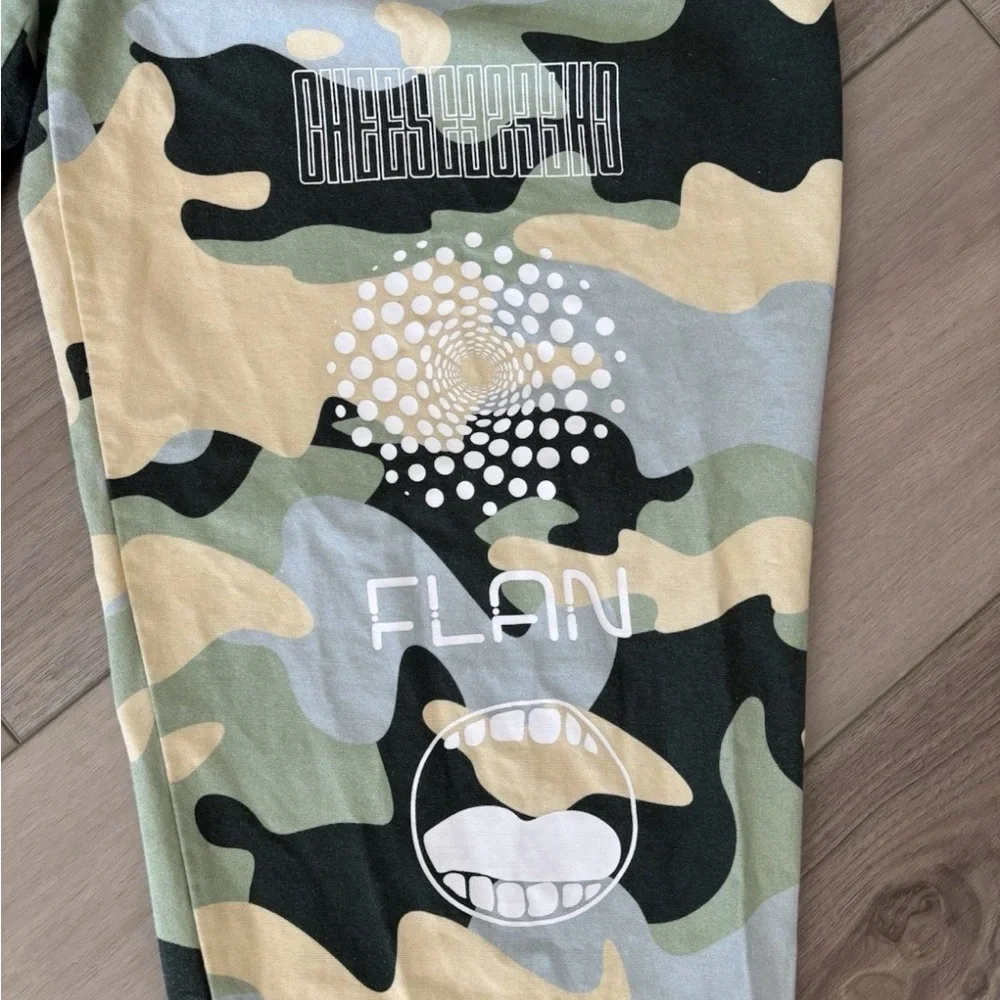 Flan Labs Roquefort Wide Leg Pants Mens XL Green Camo Canvas Drawstring